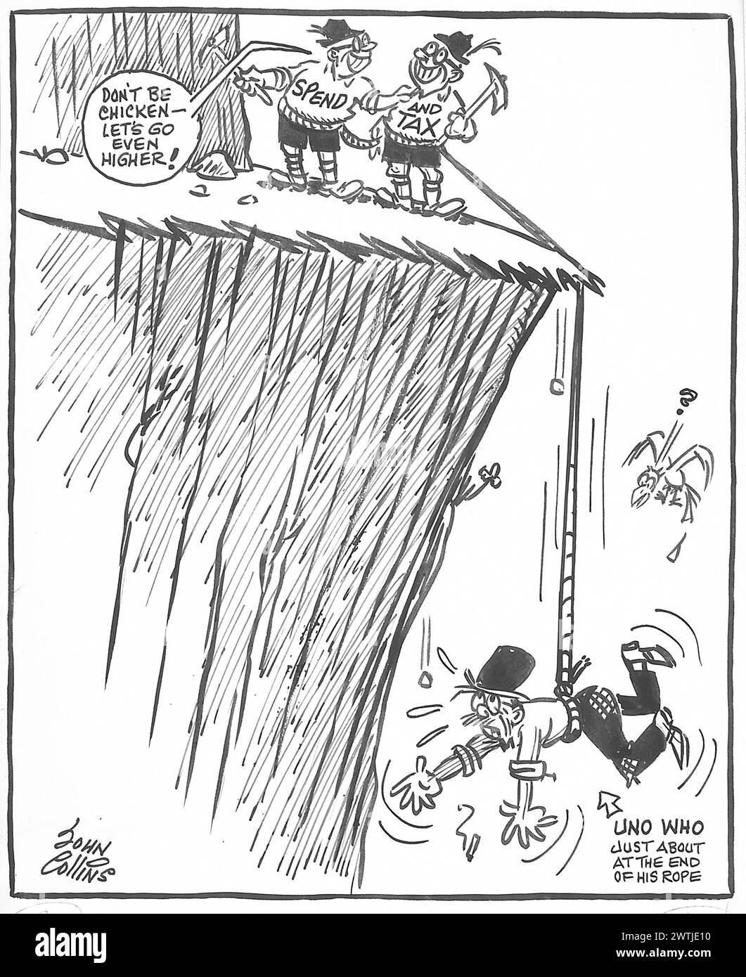 Cartoon - Moutain Climbing su Parliament Hill. John Collins (1917-2007) Foto Stock