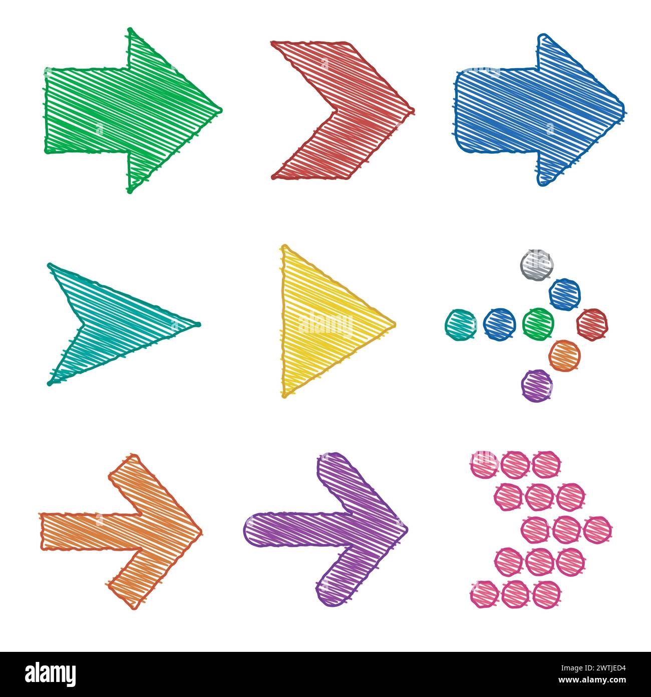 Set di ombreggiature penna a freccia colorata, illustrazione vettoriale Illustrazione Vettoriale