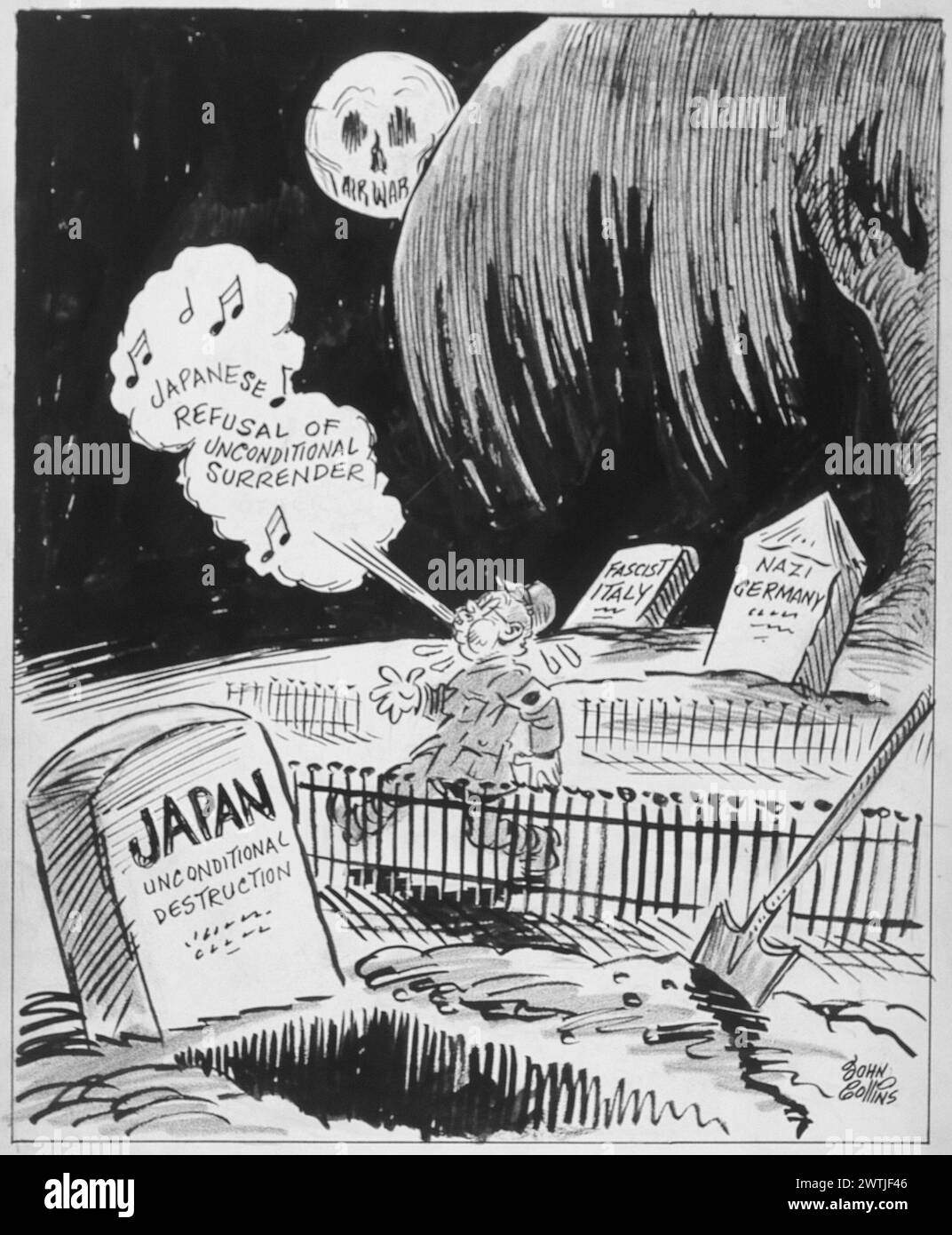 Cartone animato - passeggia oltre il cimitero. John Collins (1917-2007) Foto Stock