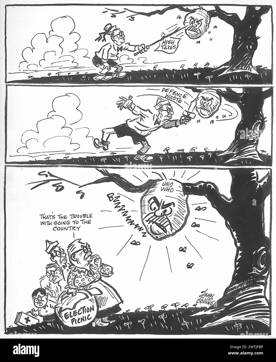 Cartoon - che posto per un picnic. John Collins (1917-2007) Foto Stock