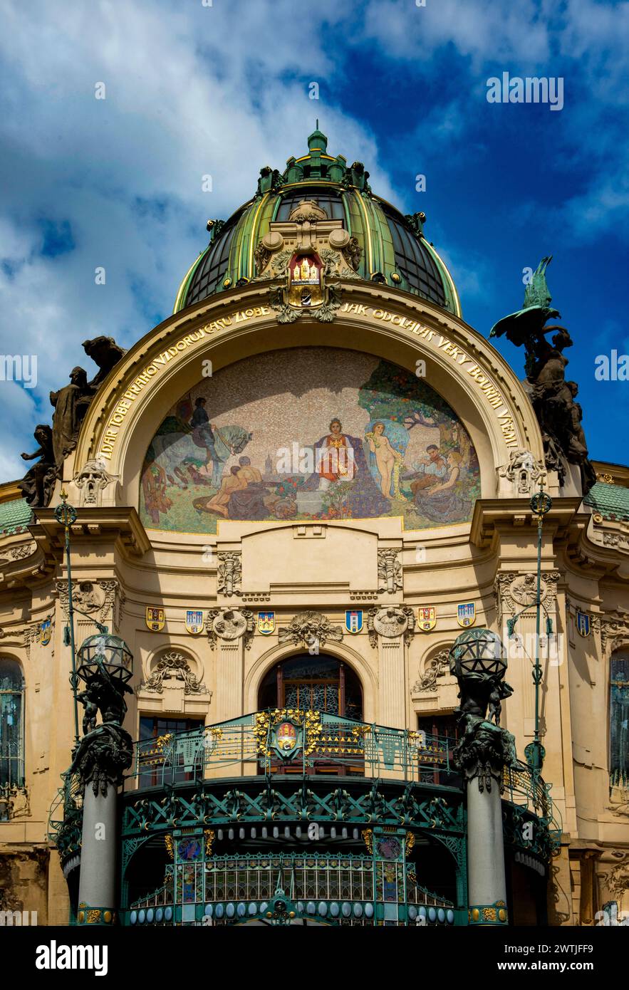 Omaggio a Praga, Casa Municipale, la Città Vecchia di Praga, Repubblica Ceca Foto Stock