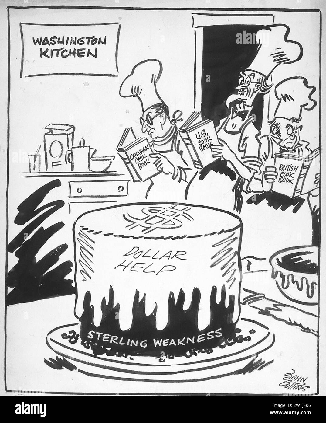 Cartoon - nuova ciliegina sulla torta a base di "Sterlina". John Collins (1917-2007) Foto Stock