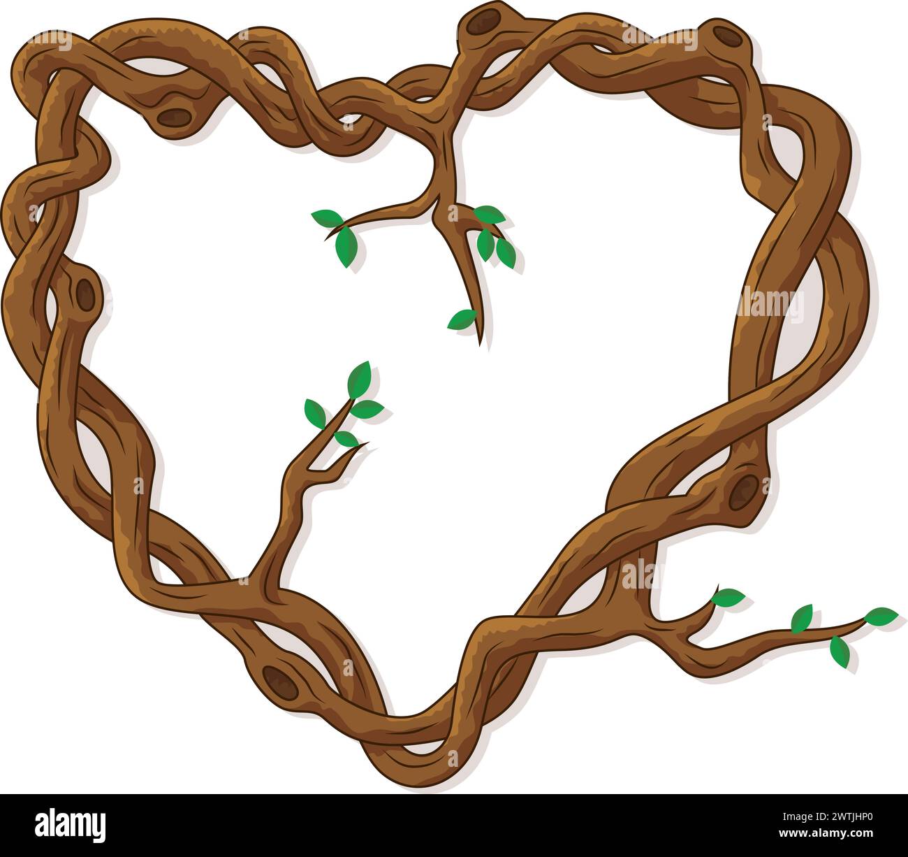 Cornice d'amore composta da rami d'albero, illustrazione vettoriale Illustrazione Vettoriale