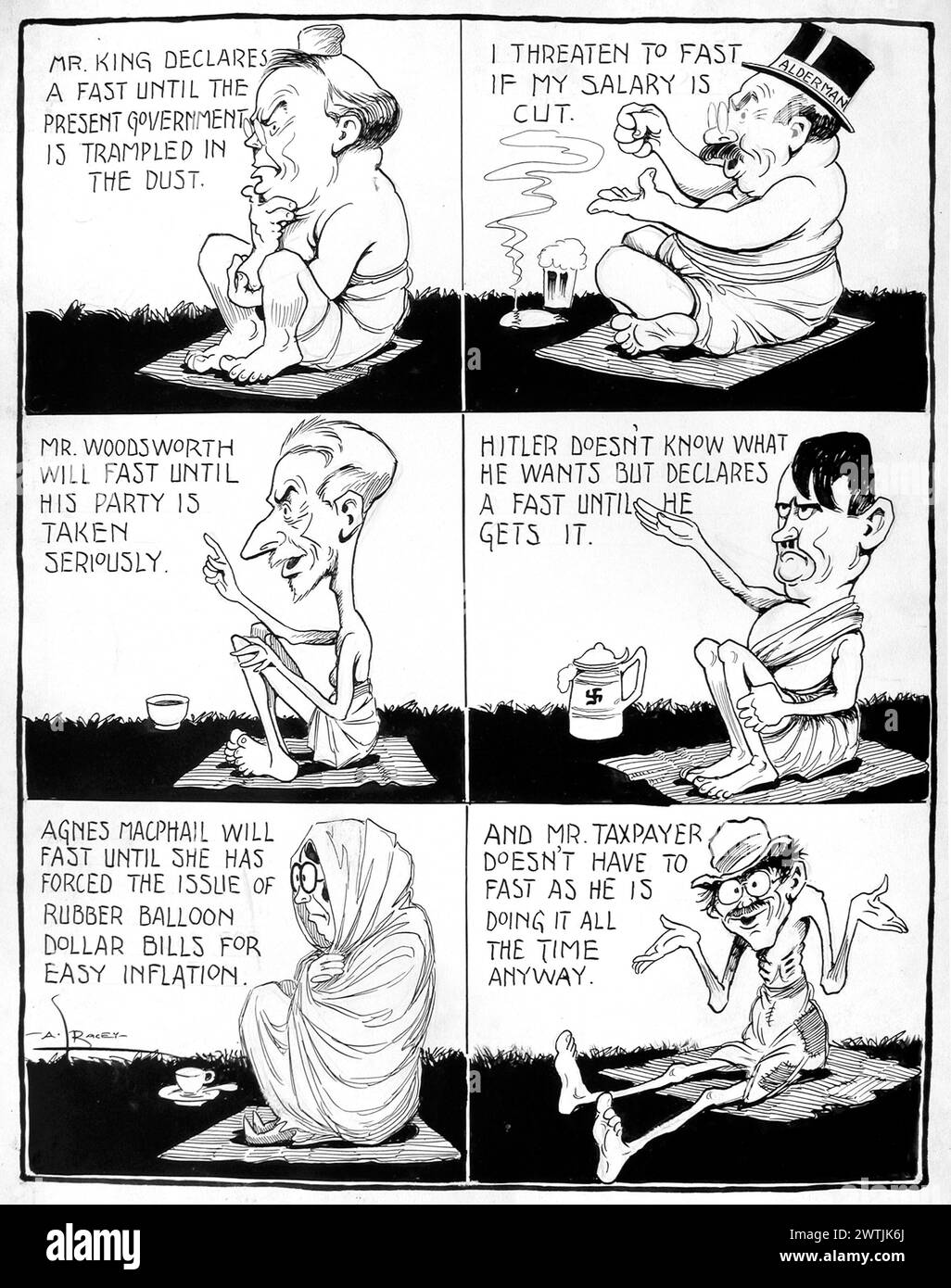 Cartoon - Fasting for a Purpose Arthur George Racey (1870-1941) Foto Stock
