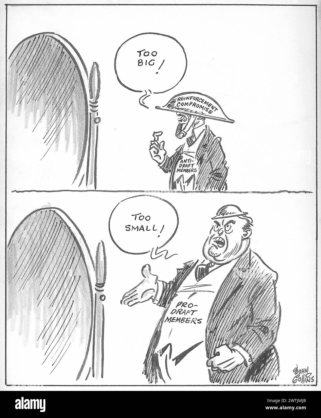 Cartoon - le due taglie dell'esercito. John Collins (1917-2007) Foto Stock