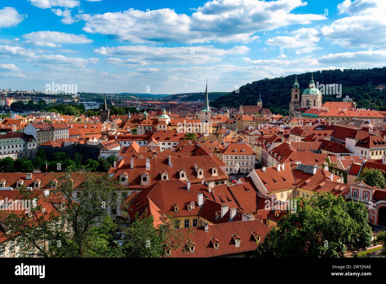 Vista di Praga dal Castello di Praga, Repubblica Ceca Foto Stock