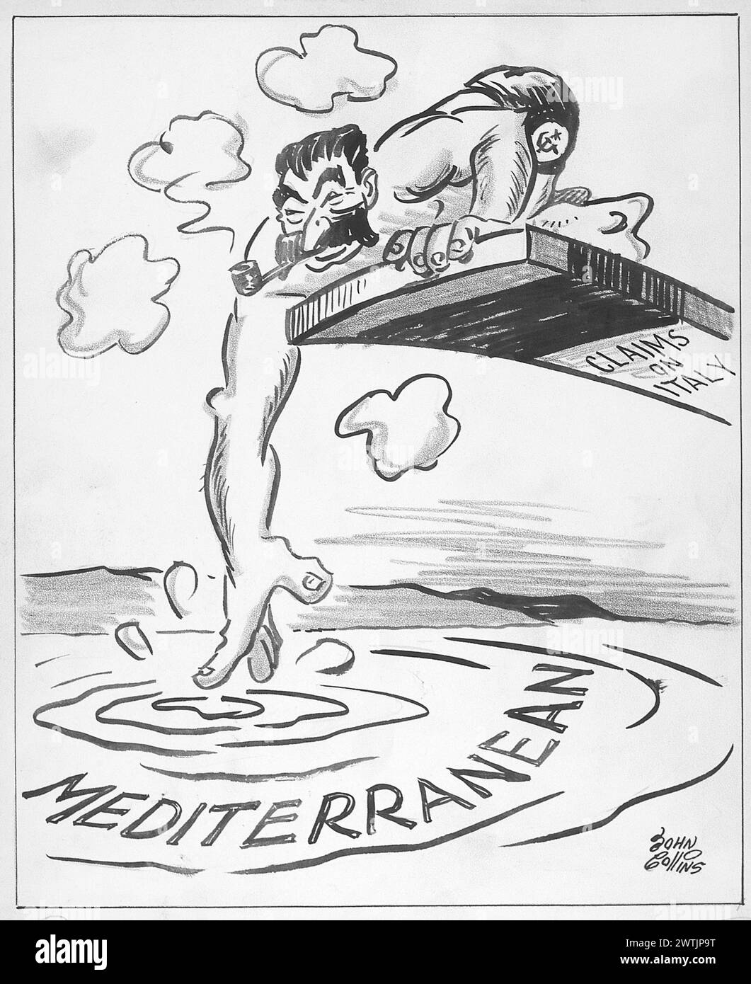 Cartoon - verifica della temperatura. John Collins (1917-2007) Foto Stock