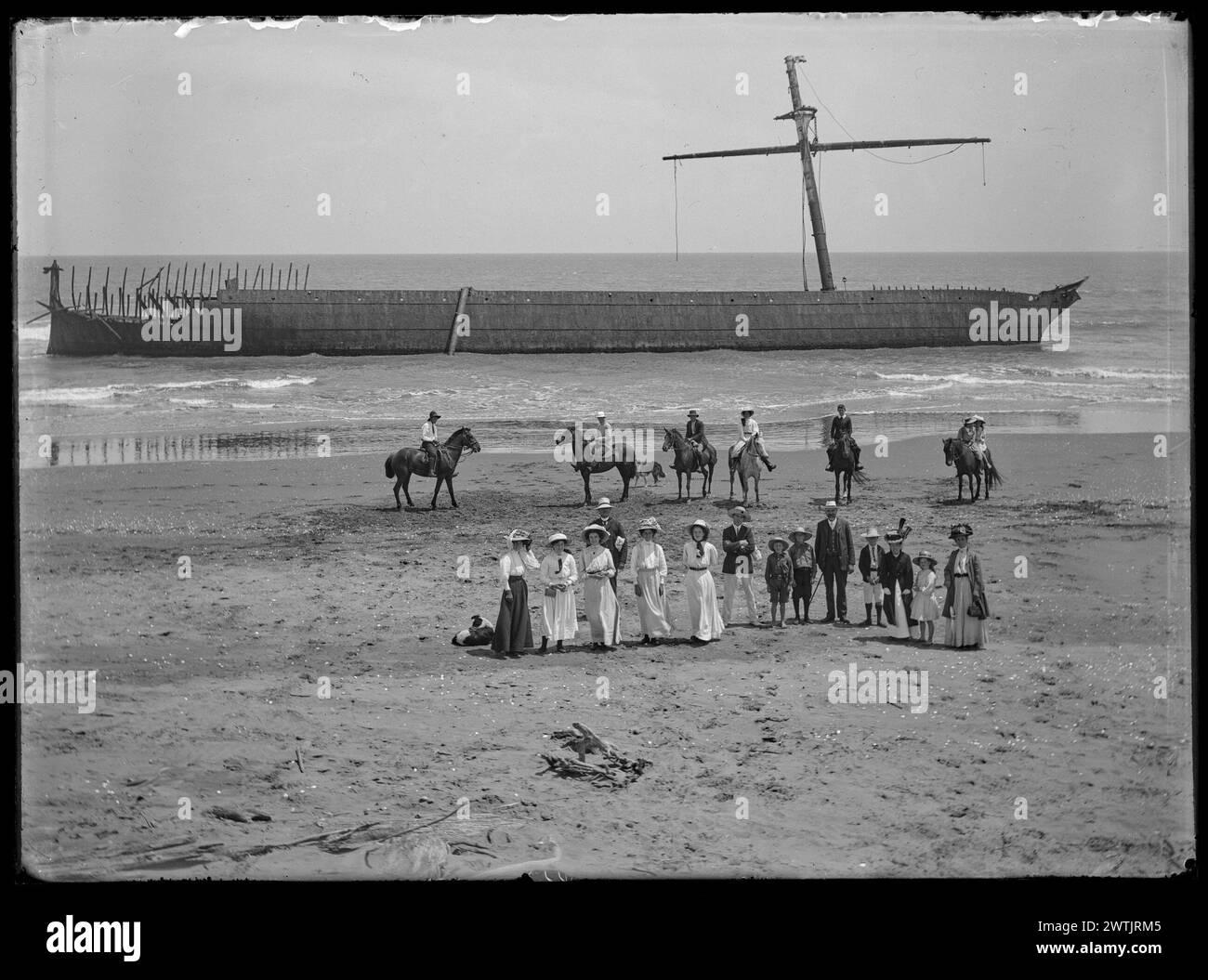 The Great Hydrabad picnic negative in bianco e nero, ritratti di gruppo Foto Stock