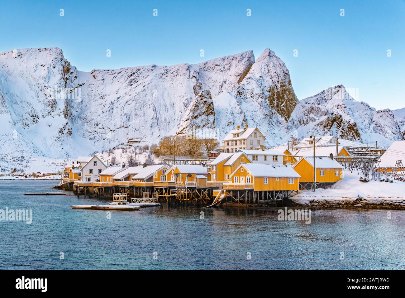 Hamnoy su Lofoten, Wiev sopra la piccola città, Norvegia Foto Stock
