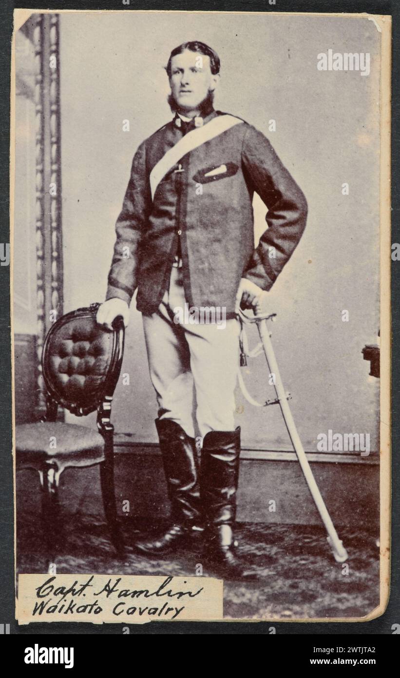Capitano Hamlin, Waikato Cavalry, stampe in bianco e nero, copie Foto Stock