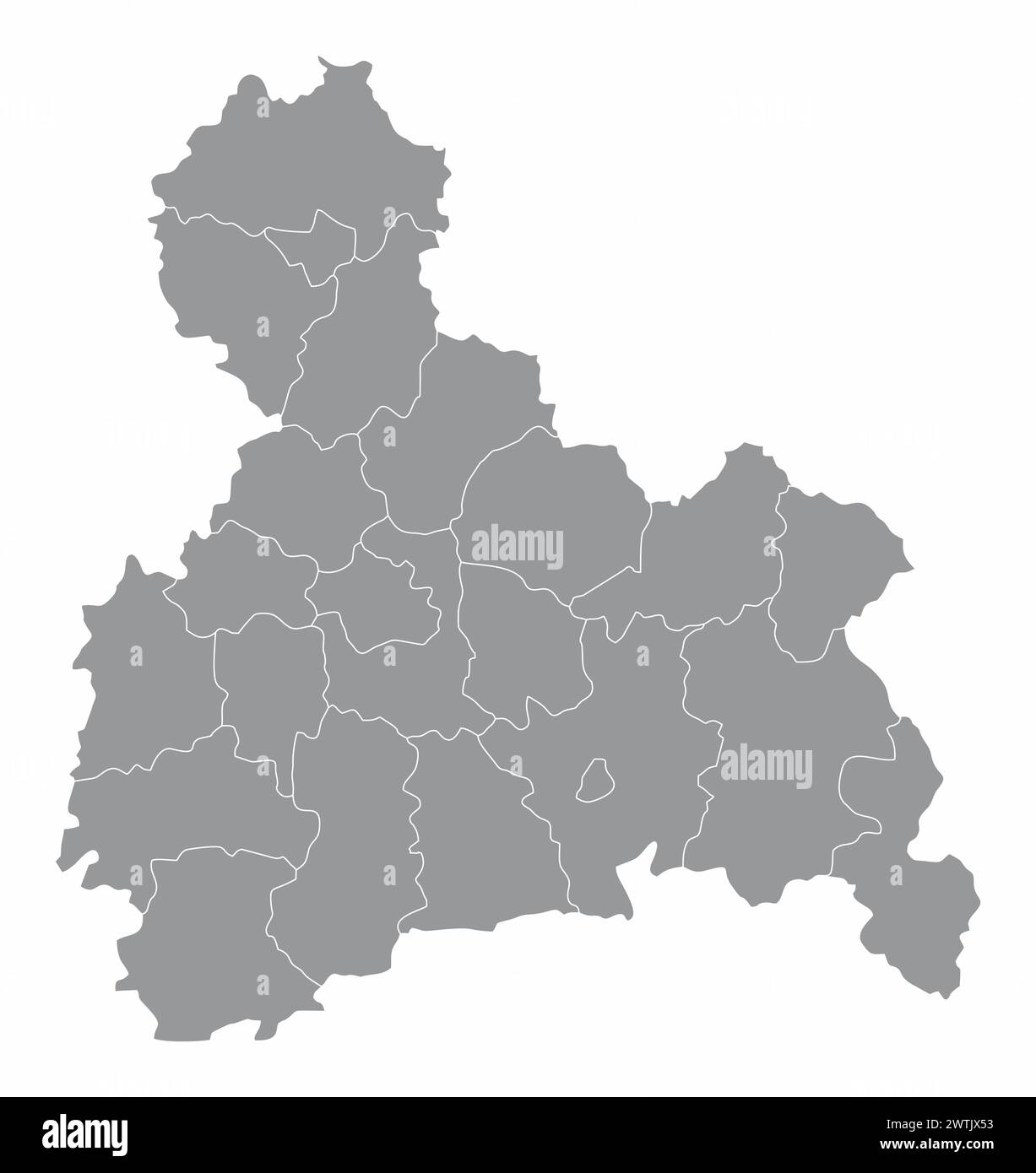 La mappa amministrativa della regione dell'alta Baviera, Germania Illustrazione Vettoriale