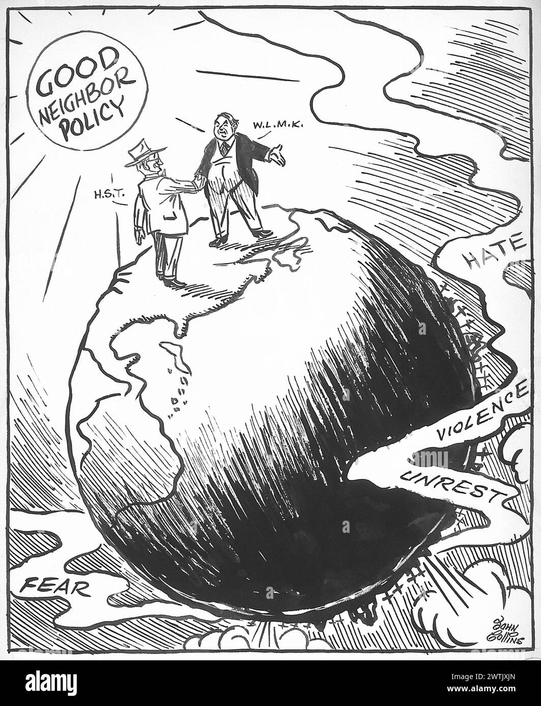 Cartone animato - lato soleggiato rivolto verso l'alto. John Collins (1917-2007) Foto Stock