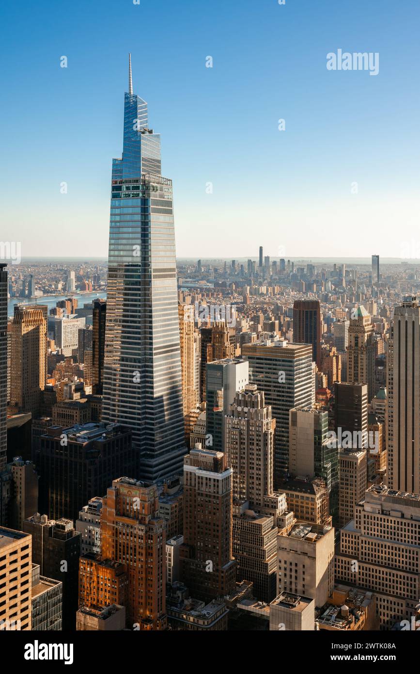 Un grattacielo Vanderbilt. Skyline aereo dei grattacieli di Midtown a New York Foto Stock
