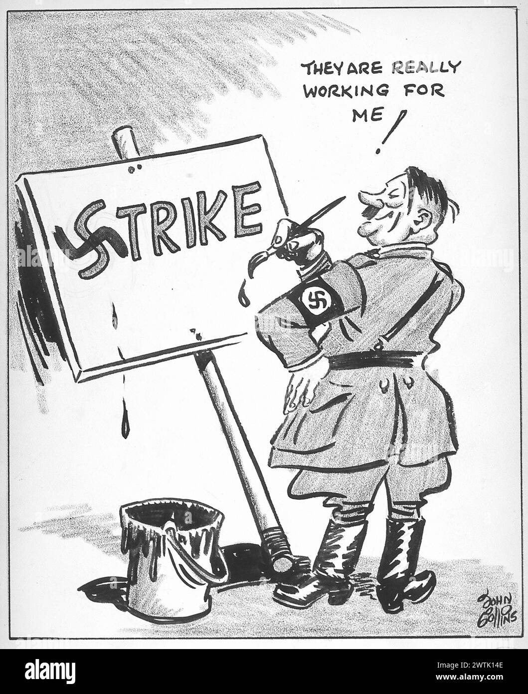 Cartone animato - come viene scritto in tempo di guerra. John Collins (1917-2007) Foto Stock