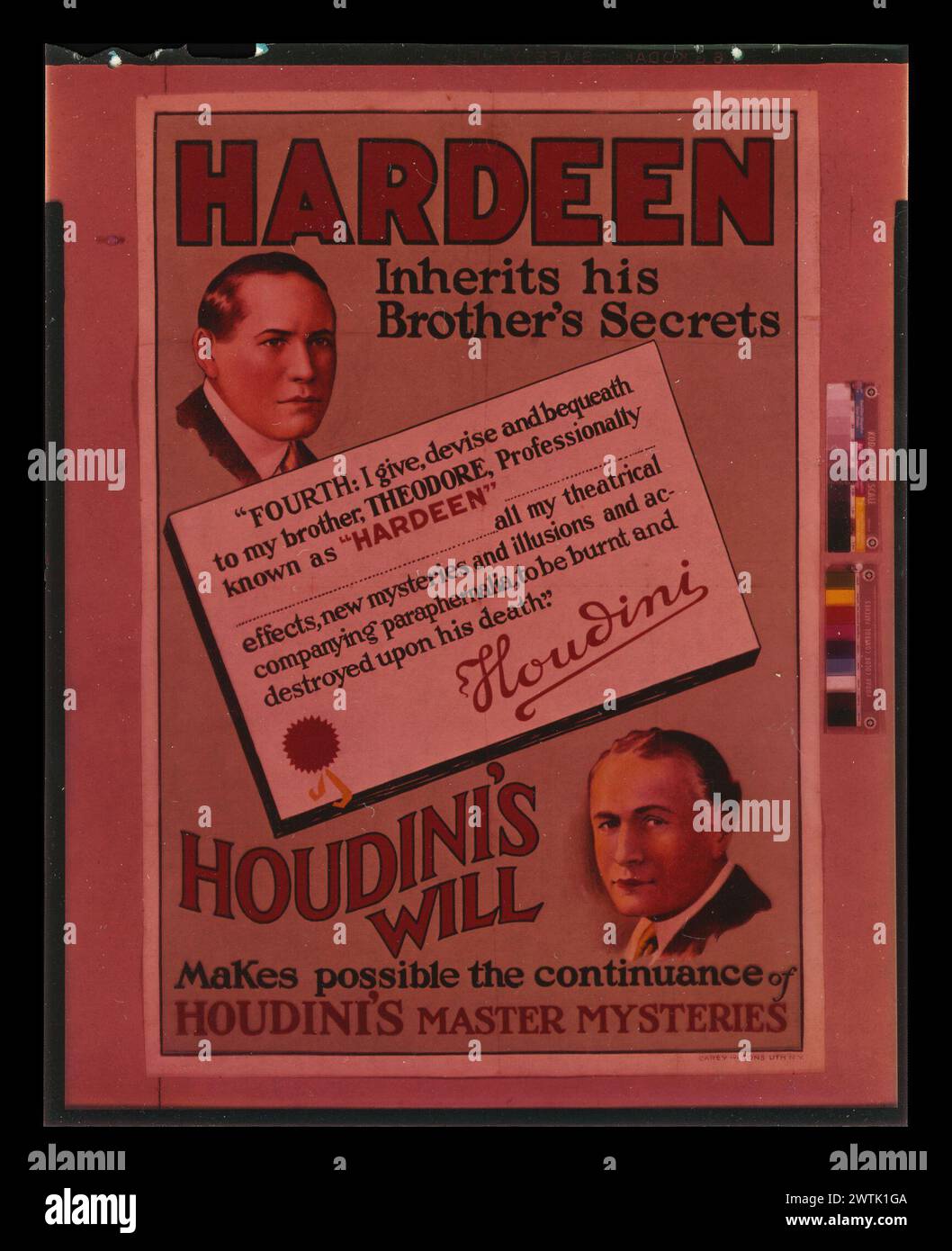 Trasparenza colore - poster pubblicitario per la mostra di magia Theodore Hardeen di Carey e Sons Lith. (New York), dopo il 1926 Foto Stock