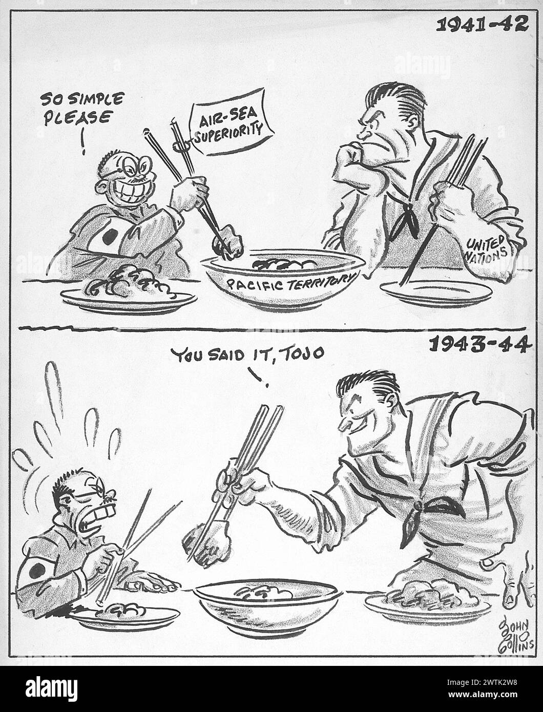 Cartoon - come ottenere il Knack di questo Chopstick Business. John Collins (1917-2007) Foto Stock