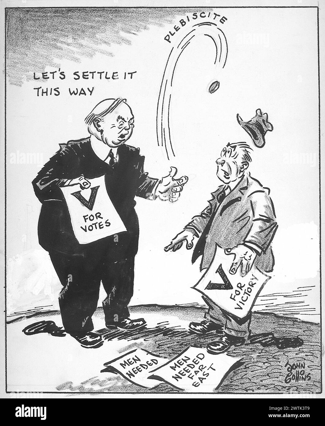 Cartone animato - "Heads i Win, Tails You Loose". John Collins (1917-2007) Foto Stock