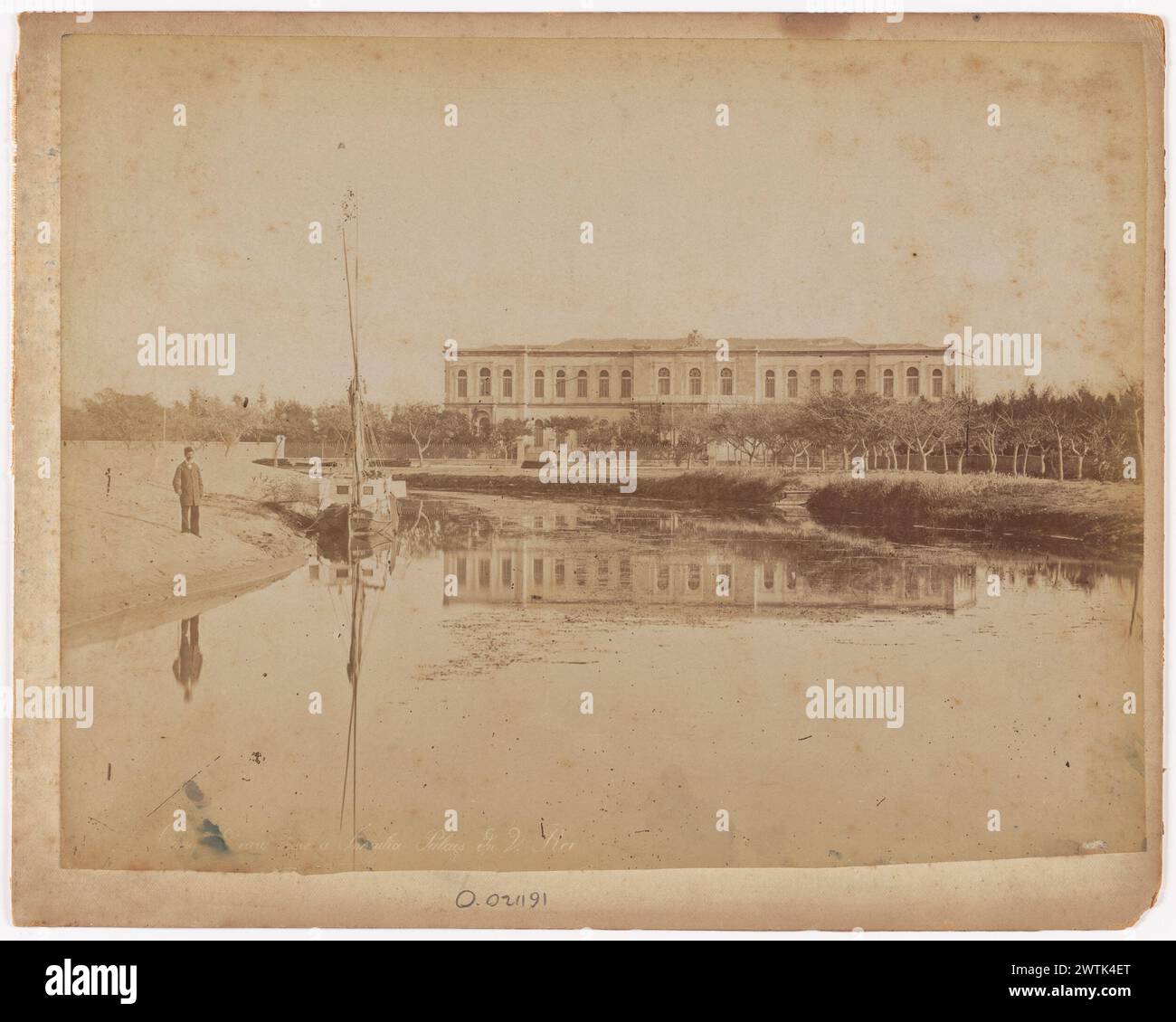 Stampe di albume del palazzo e del canale, stampe in bianco e nero Foto Stock