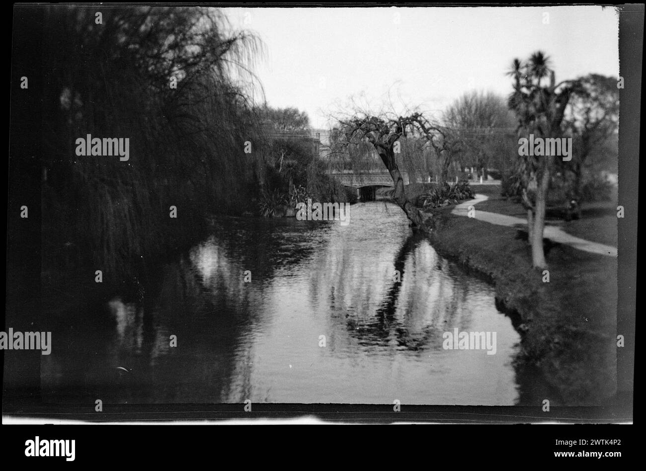 [Avon River, Christchurch] negativi in argento gelatina, negativi in bianco e nero Foto Stock