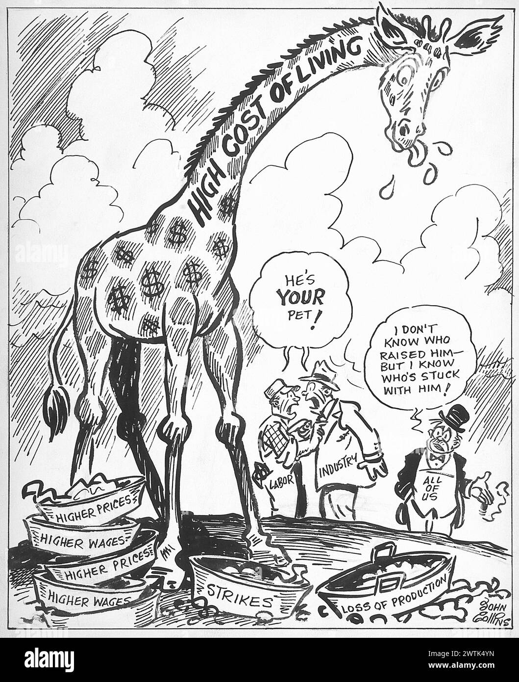 Cartoon - la dieta su cui è cresciuto. John Collins (1917-2007) Foto Stock