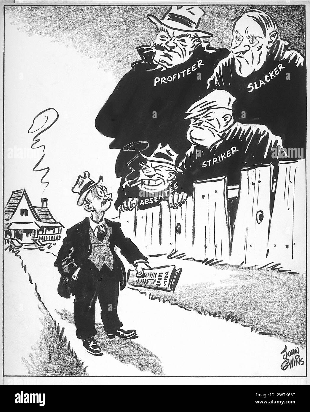 Cartoon - Un secondo fronte proprio qui. John Collins (1917-2007) Foto Stock