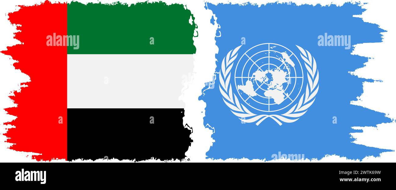 Un ed Emirati Arabi Uniti grunge bandiere connessione, vettore Illustrazione Vettoriale