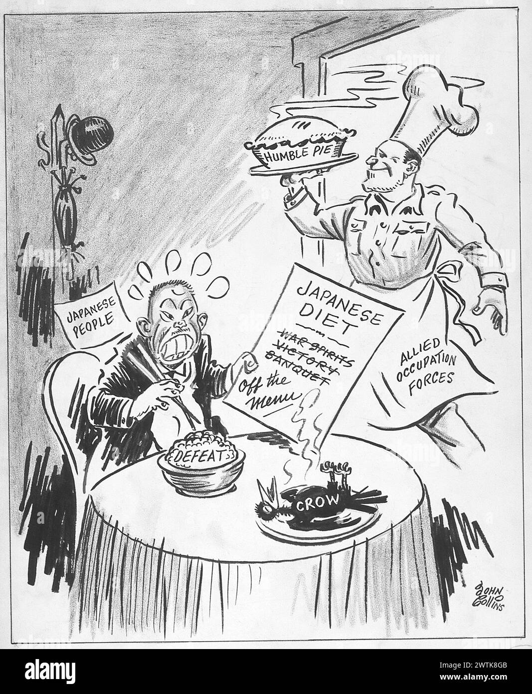 Cartoon - cibo per il pensiero. John Collins (1917-2007) Foto Stock