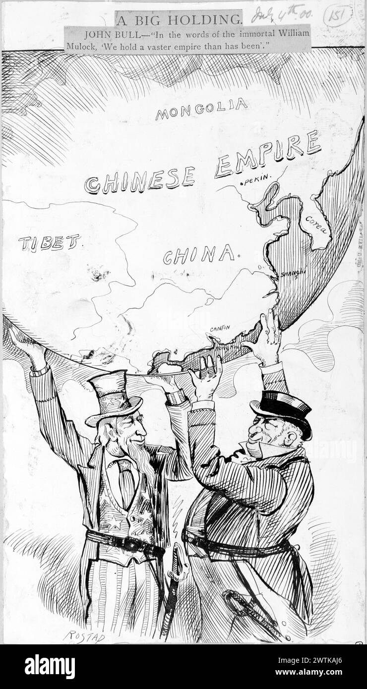 Cartoon - A Big Holding Rostap (1866-1949) Foto Stock