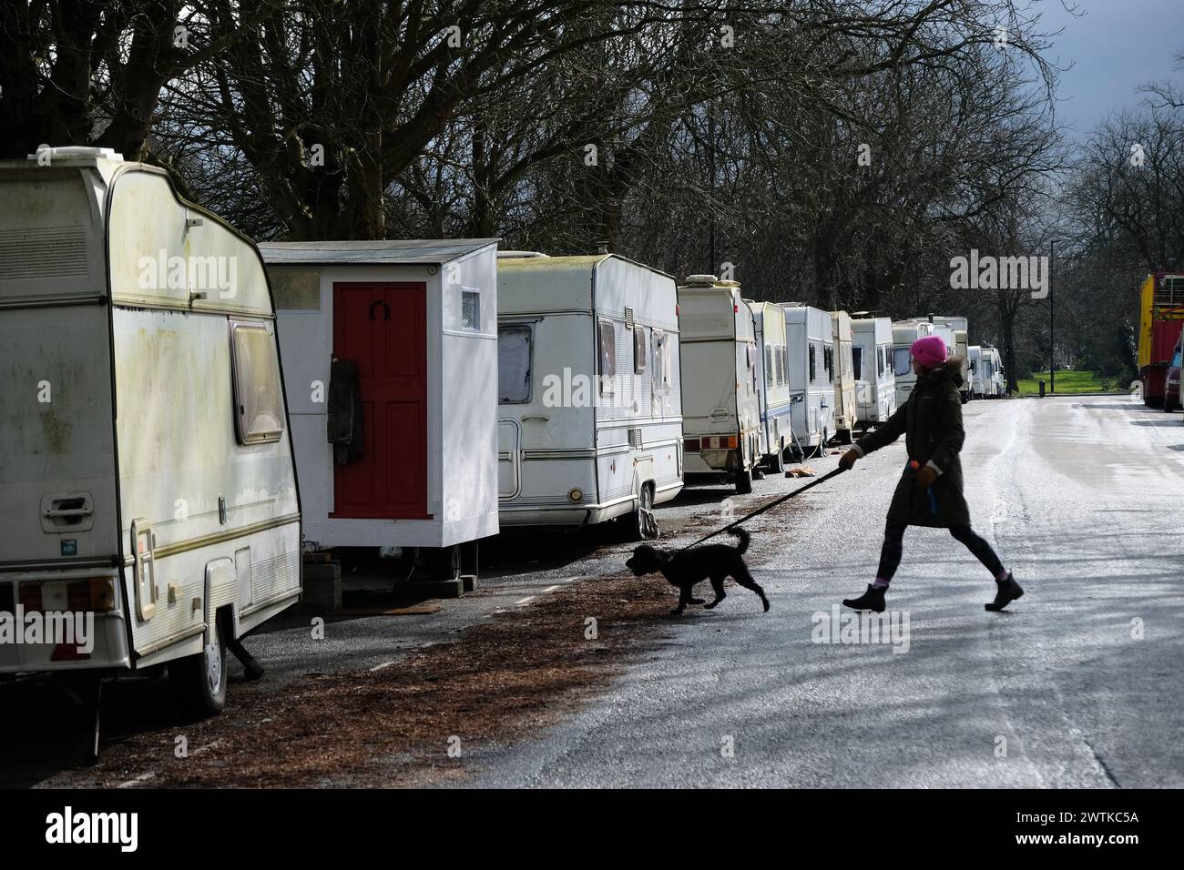 Parco delle roulotte accanto a Bristol Downs. Foto Stock