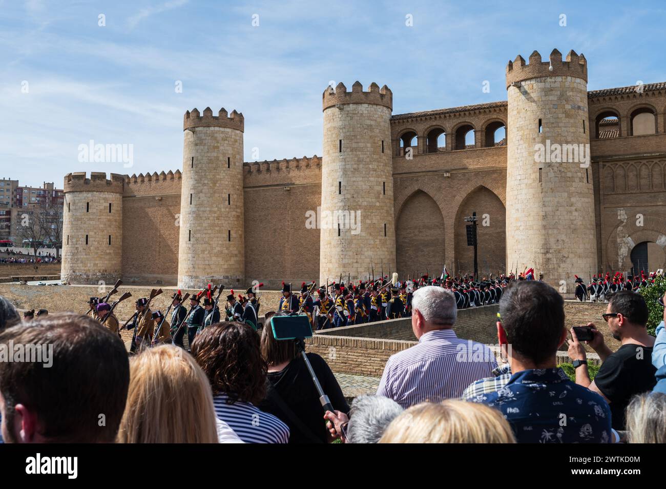 Ricreazione storica di 'Los Sitios', gli eventi che hanno avuto luogo a Saragozza, in Spagna, durante la guerra d'indipendenza spagnola all'inizio del XIX secolo. Il termine sp Foto Stock