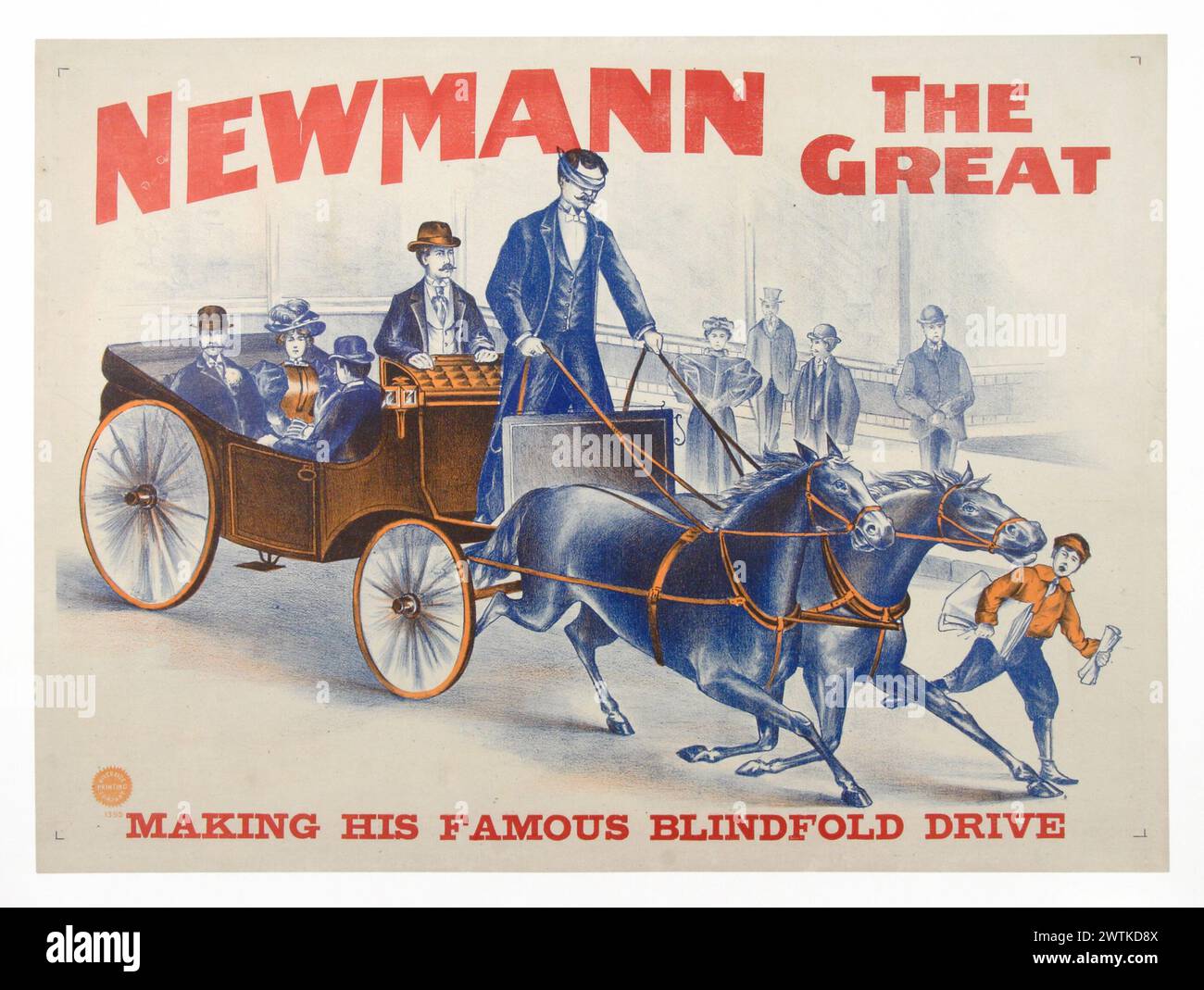 Poster magico - Newmann il grande che fa la sua famosa Blindfold Drive Foto Stock
