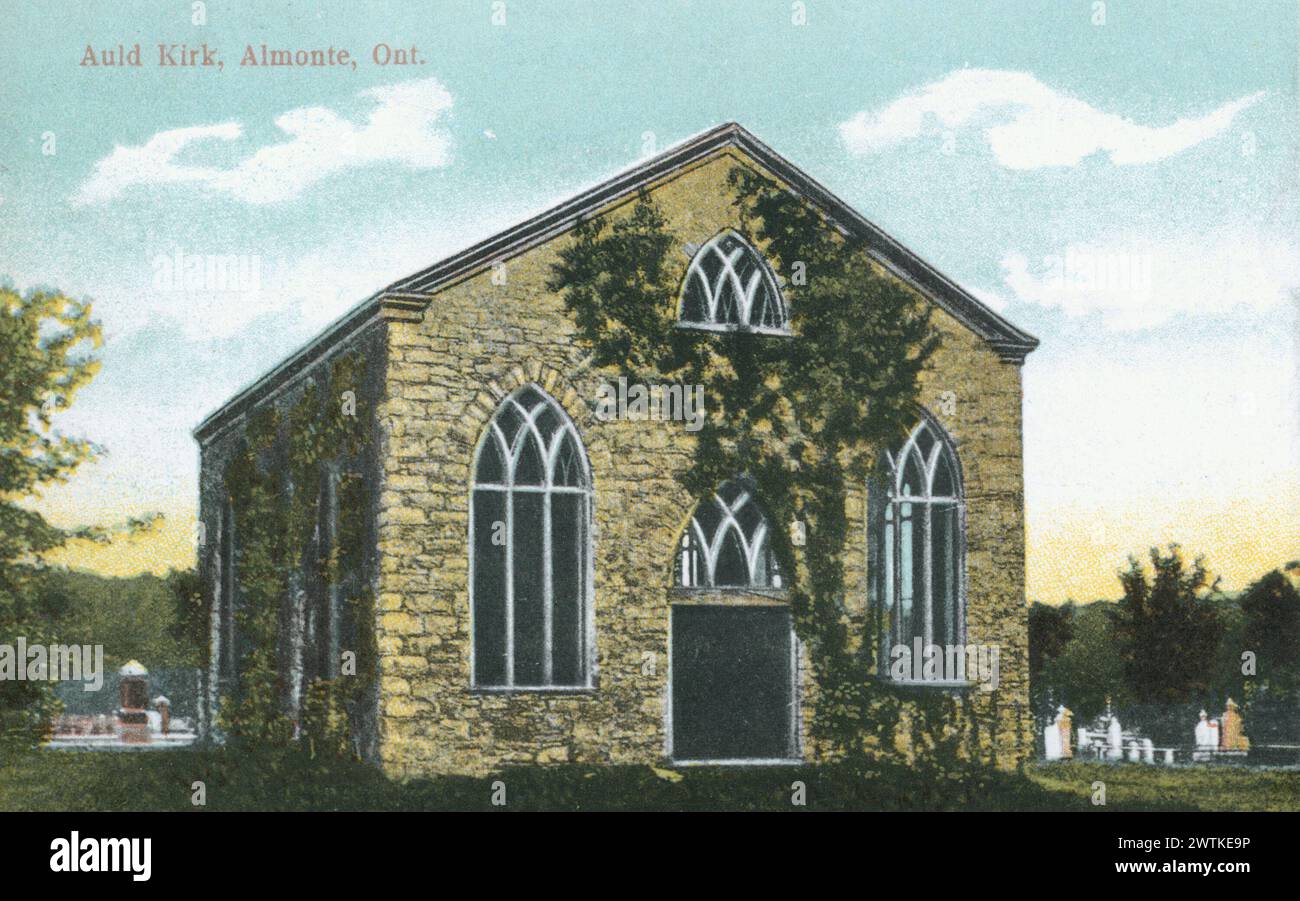 Collotipo - chiesa 'Auld Kirk', Almonte, ON, circa 1910 Foto Stock