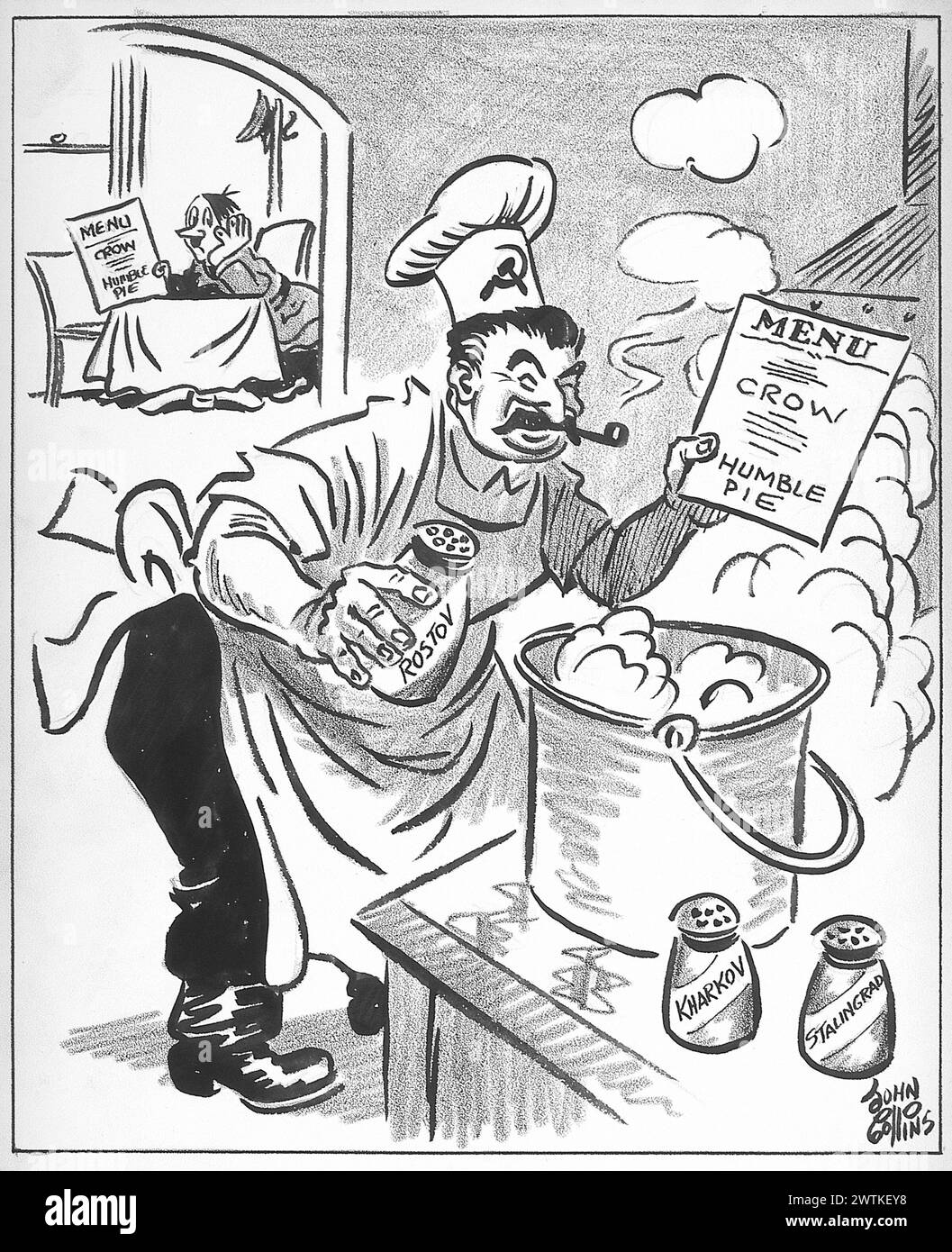 Cartone animato - vestito russo. John Collins (1917-2007) Foto Stock