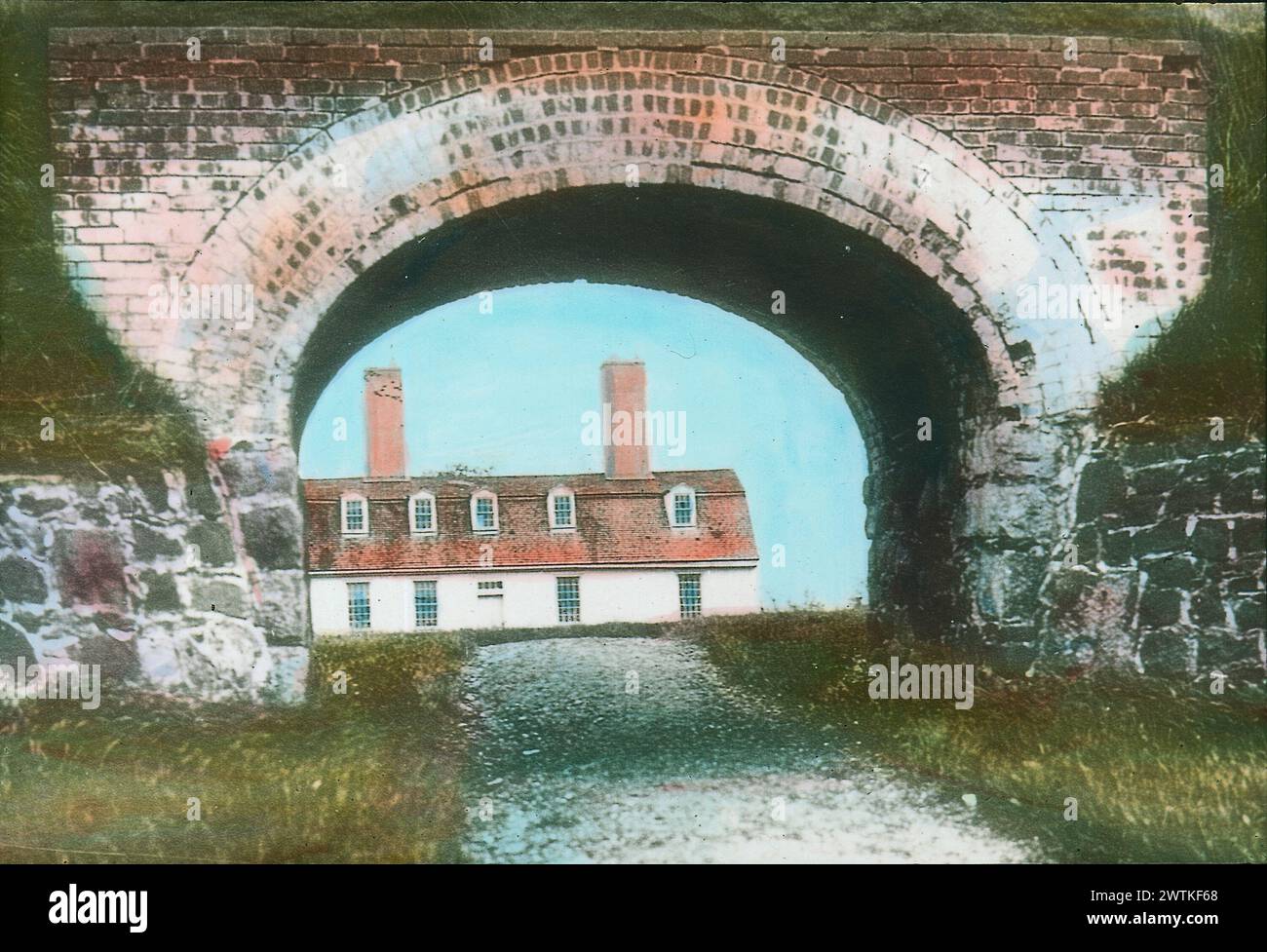 Transparency - Gate and Officer's Quarters, Annapolis Royal, NS circa 1910 Foto Stock