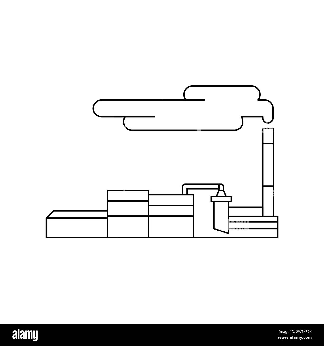 Icona della linea di colore dell'impianto di scarto-energia. Fonti energetiche rinnovabili. Elemento isolato vettoriale. Traccia modificabile. Illustrazione Vettoriale