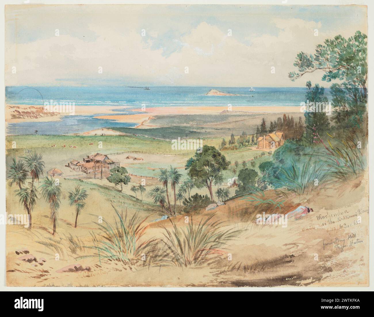 Winchendon sul fiume Kaikorai, acquerelli, lavora su carta Foto Stock