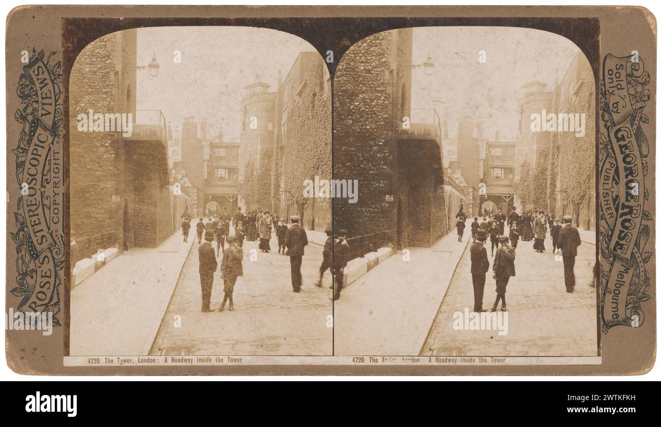 La Torre, stampe in bianco e nero a Londra, fotografie stereoscopiche Foto Stock