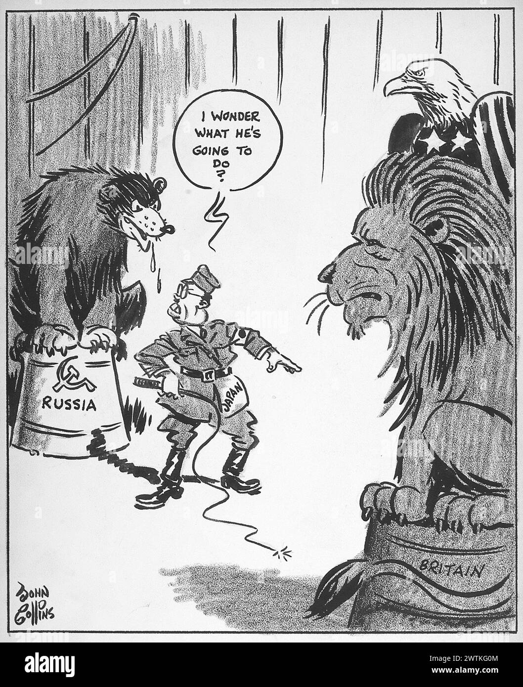 Cartoon - Animal Act. John Collins (1917-2007) Foto Stock