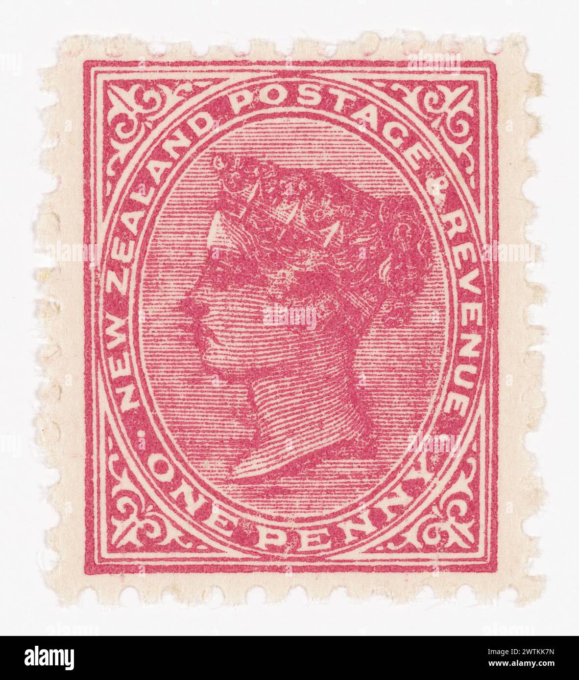 Emesso un penny "Queen Victoria Second Side-Face" francobollo definitivo in rosa comunicazione visiva e verbale, francobolli Foto Stock