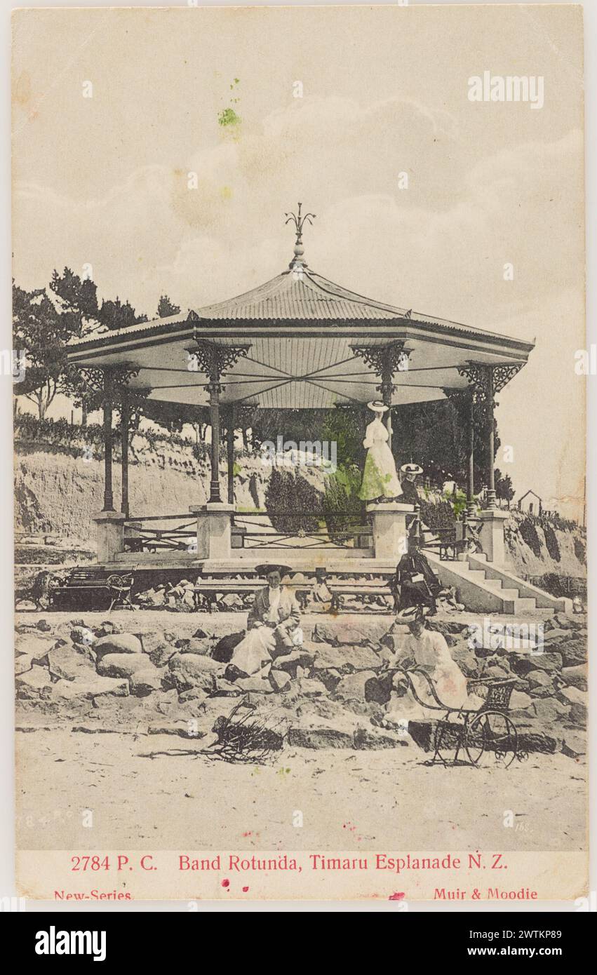 Band Rotunda, Timaru Esplanade, cartoline fotografiche della nuova Zelanda Foto Stock