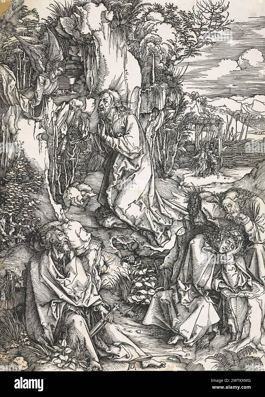 Cristo sul Monte degli Ulivi. Da: The Large Passion. stampe, xilografie, lavori su carta Foto Stock