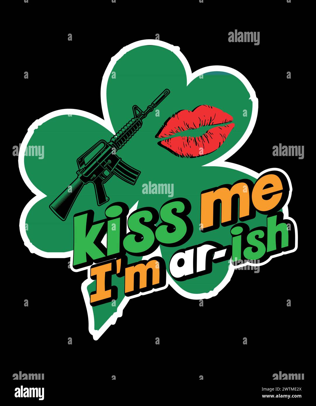 Il design della t shirt per il giorno di Lucky patrick. Baciami sono ar-ish t shirt. Illustrazione Vettoriale