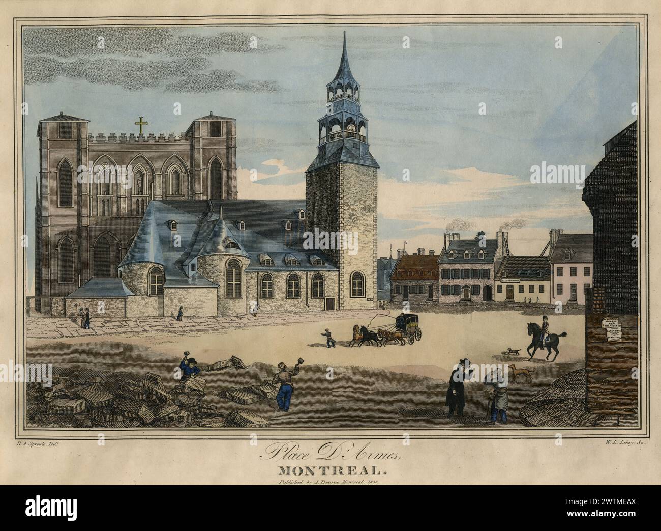 Incisione - Place D'Armes, Montreal Robert Auchmuty Sproule (1799-1845) Foto Stock