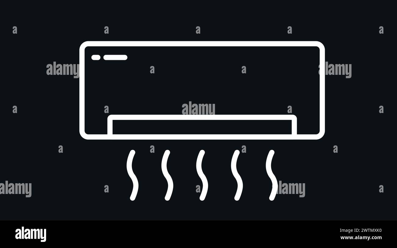 Icona climatizzatore. Illustrazione del condizionatore d'aria Vector isolato in bianco e nero Illustrazione Vettoriale