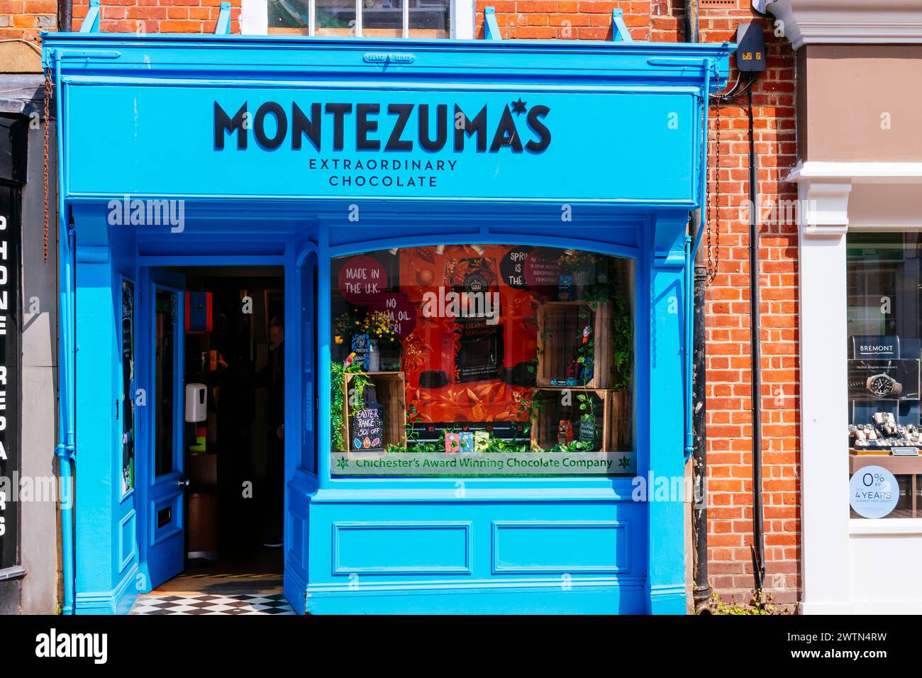 Montezuma Chocolate Shop. Chichester, West Sussex, South East, Inghilterra, Regno Unito, Europa Foto Stock