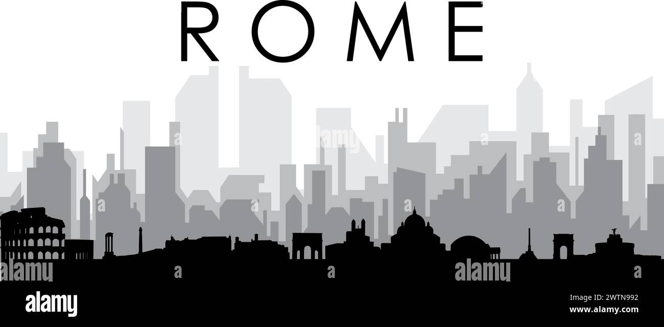Panorama dello skyline di ROMA, ITALIA Illustrazione Vettoriale