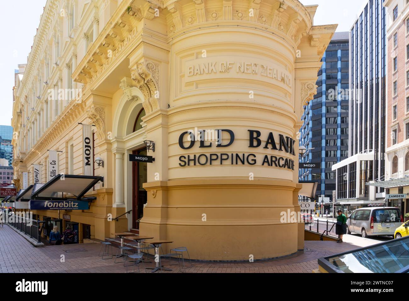 Edificio Old Bank Arcade a Lambton Quay a Wellington, nuova Zelanda. Foto Stock