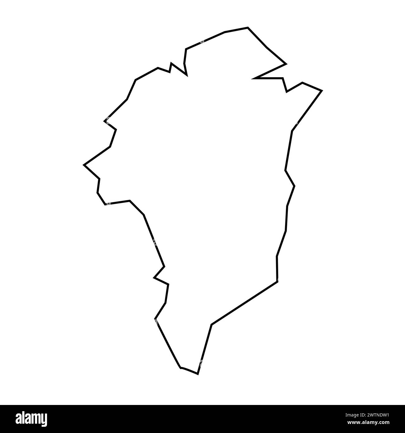 Profilo nero sottile della Groenlandia. Mappa semplificata. Icona vettoriale isolata su sfondo bianco. Illustrazione Vettoriale