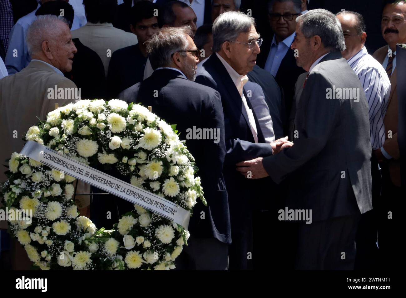 Città del Messico, Messico. 18 marzo 2024. 18 marzo 2024, città del Messico, Messico: Figlio di Lazaro Cardenas, Cuauhtemoc Cardenas, 89, durante il 86° anniversario dell'espropriazione del petrolio al Monumento de la Revolucion. Il 18 marzo 2024 a città del Messico, Messico (foto di Luis Barron/Eyepix Group/Sipa USA) credito: SIPA USA/Alamy Live News Foto Stock