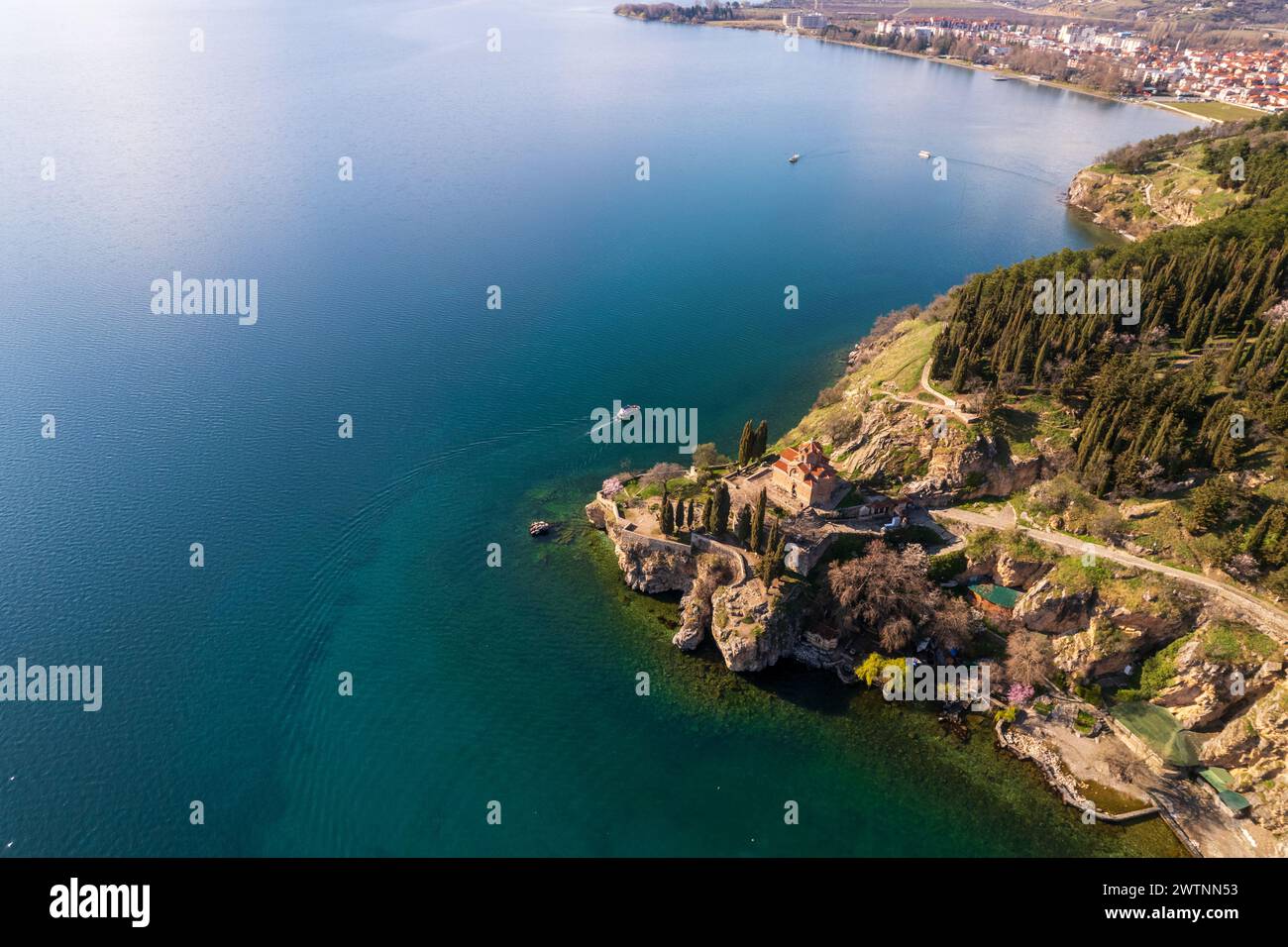 Veduta aerea della chiesa di Ohrid, nella Macedonia del Nord Foto Stock